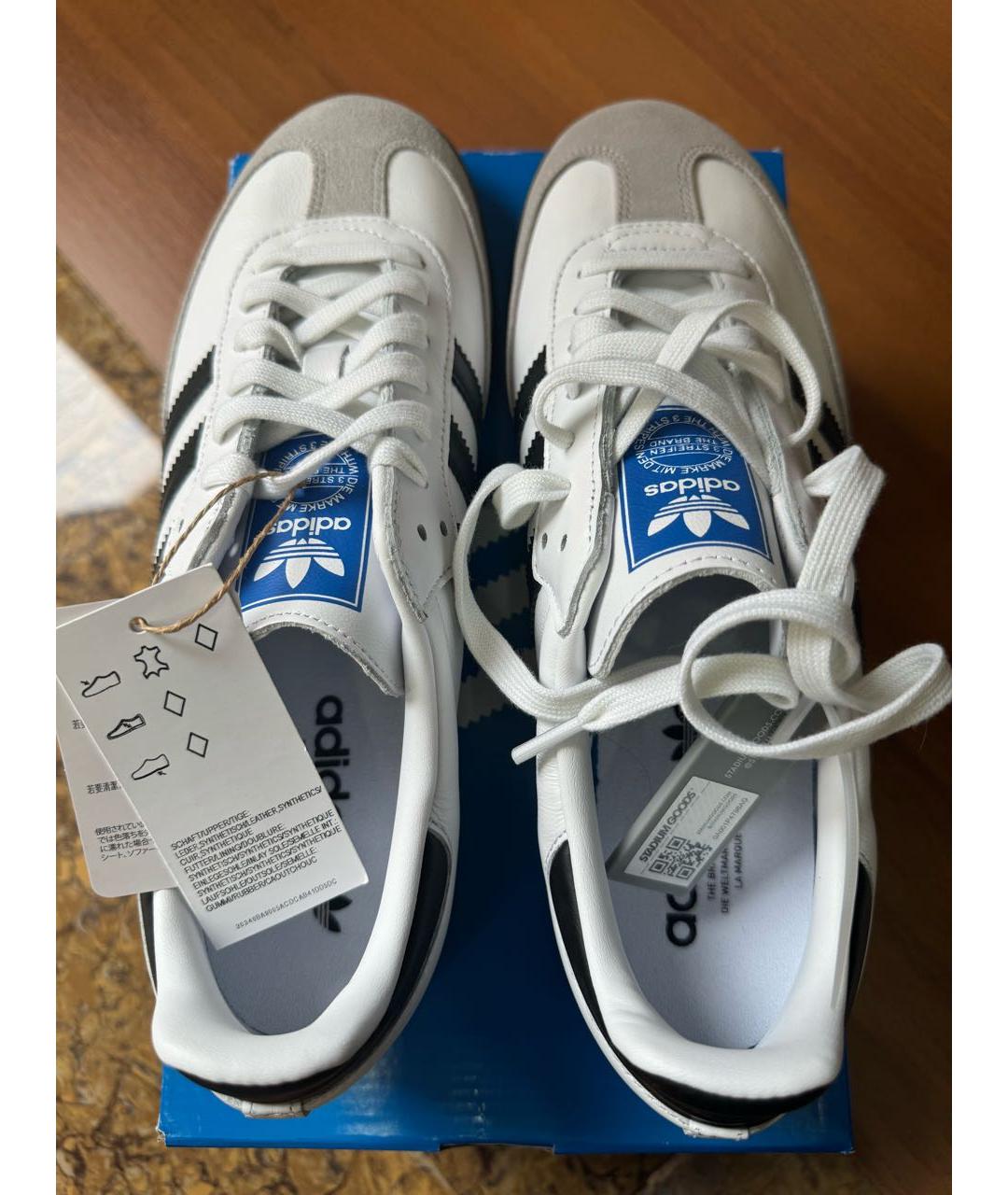 ADIDAS Белые кожаные низкие кроссовки / кеды, фото 3