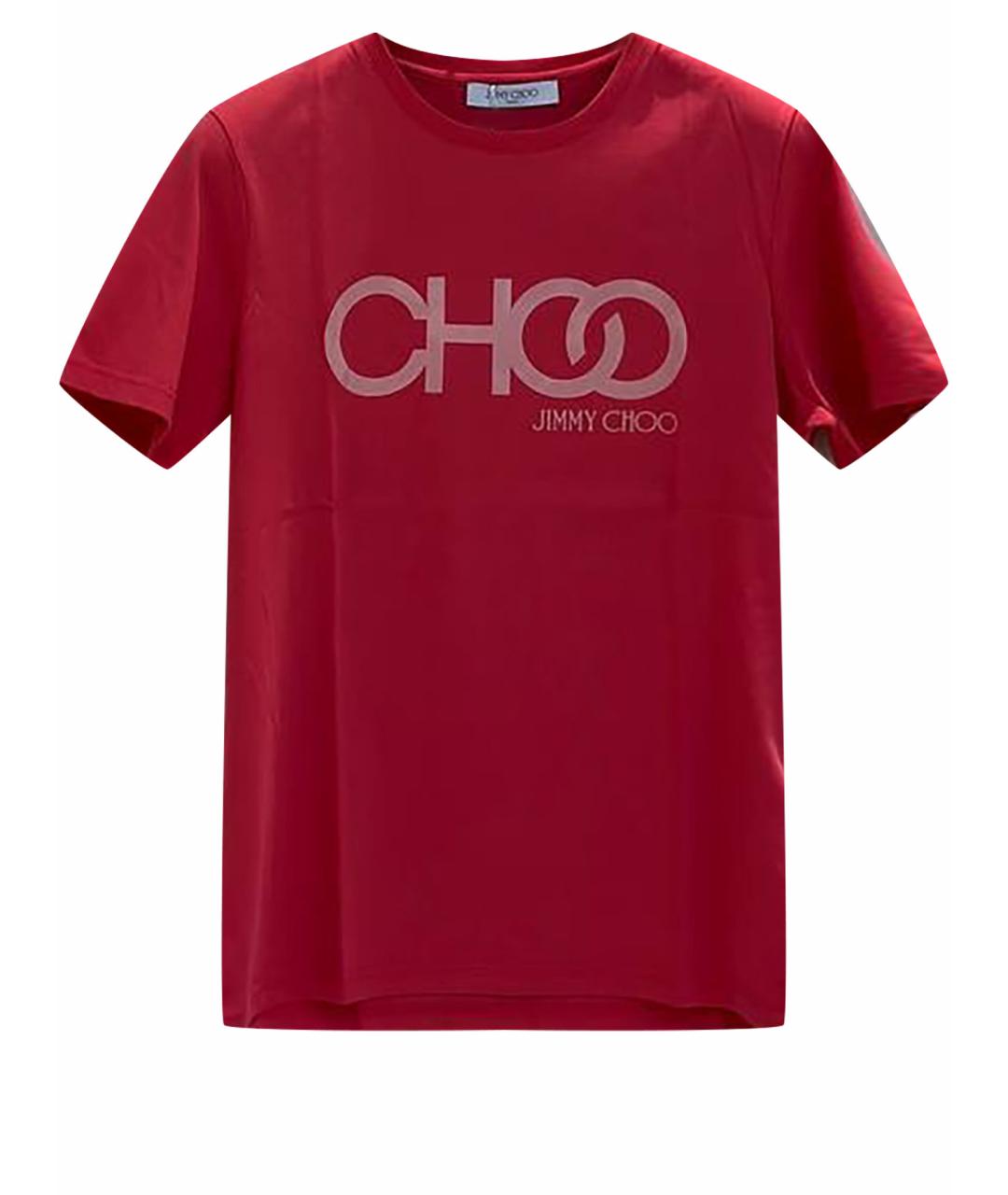JIMMY CHOO Красная хлопко-эластановая футболка, фото 1