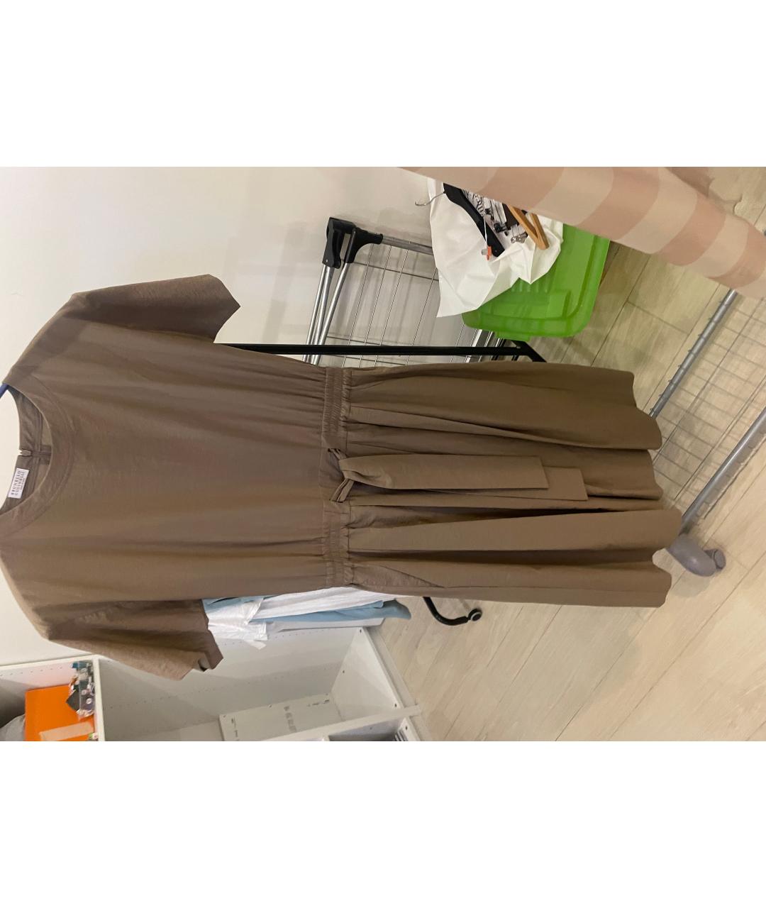 BRUNELLO CUCINELLI Коричневое хлопковое повседневное платье, фото 6