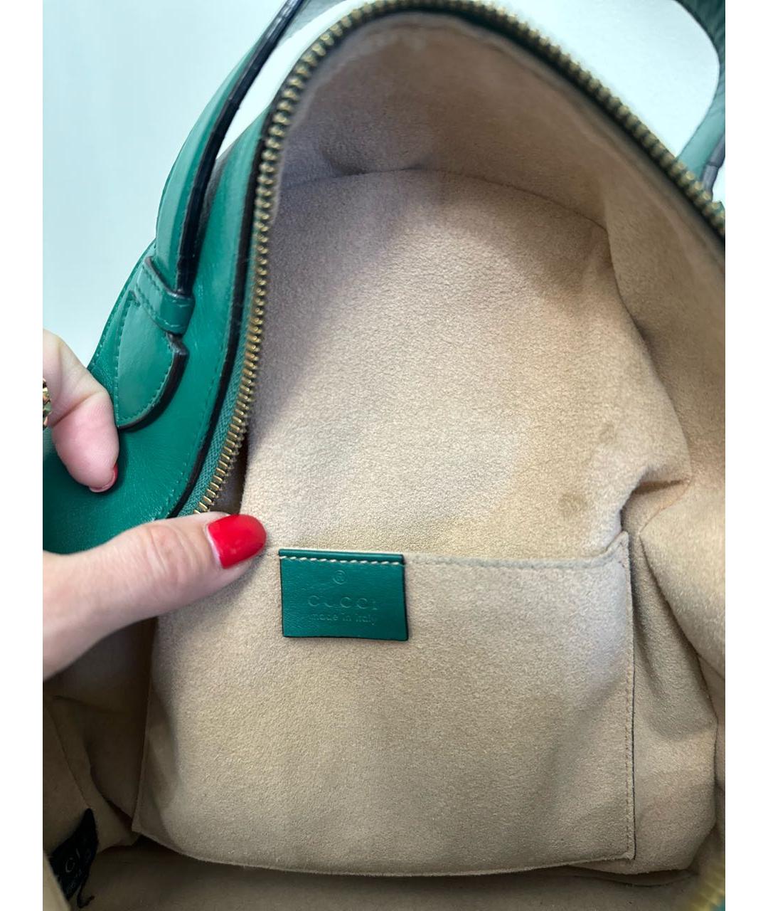 GUCCI Зеленый кожаный рюкзак, фото 4