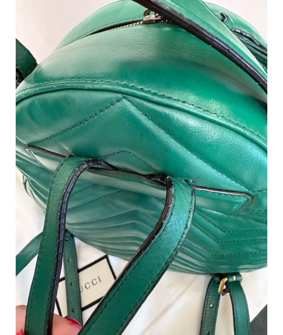 GUCCI Зеленый кожаный рюкзак, фото 6