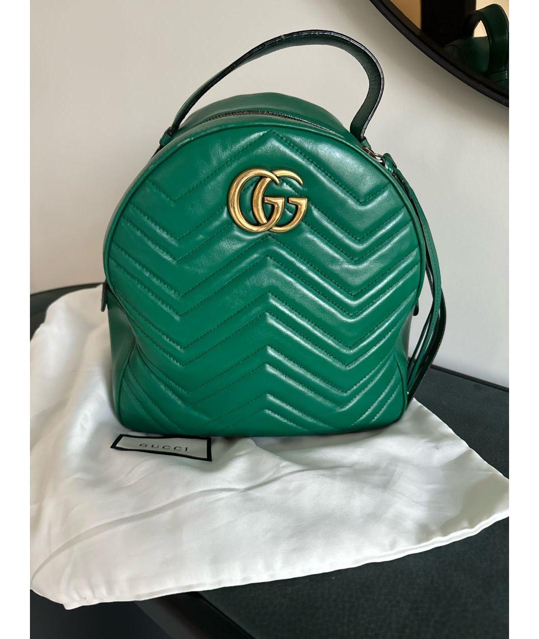 GUCCI Зеленый кожаный рюкзак, фото 8