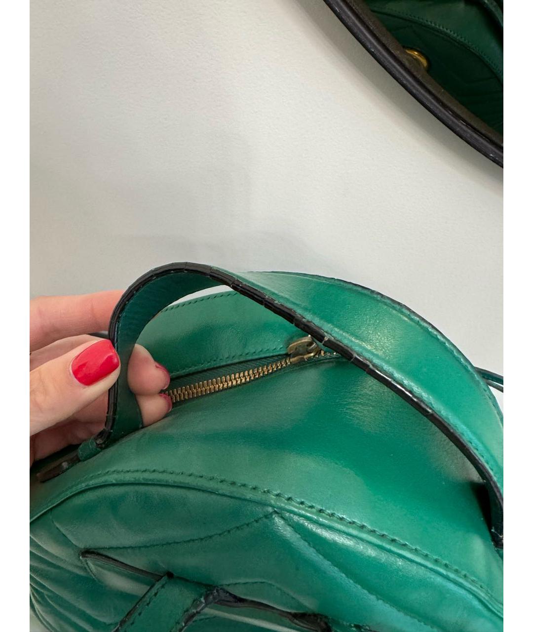 GUCCI Зеленый кожаный рюкзак, фото 7