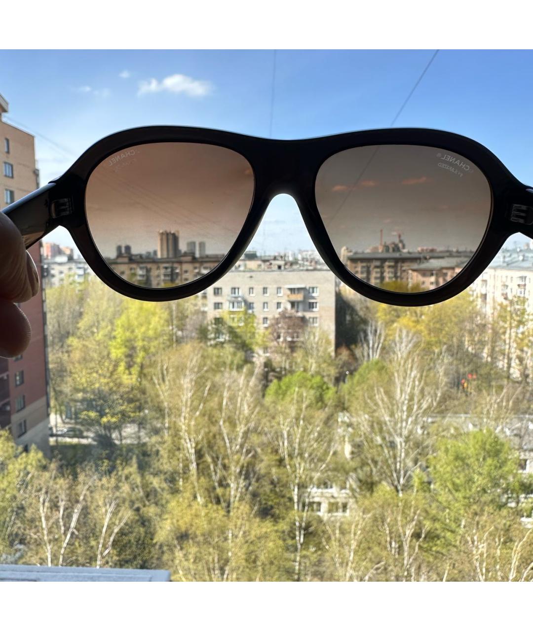 CHANEL PRE-OWNED Хаки пластиковые солнцезащитные очки, фото 8