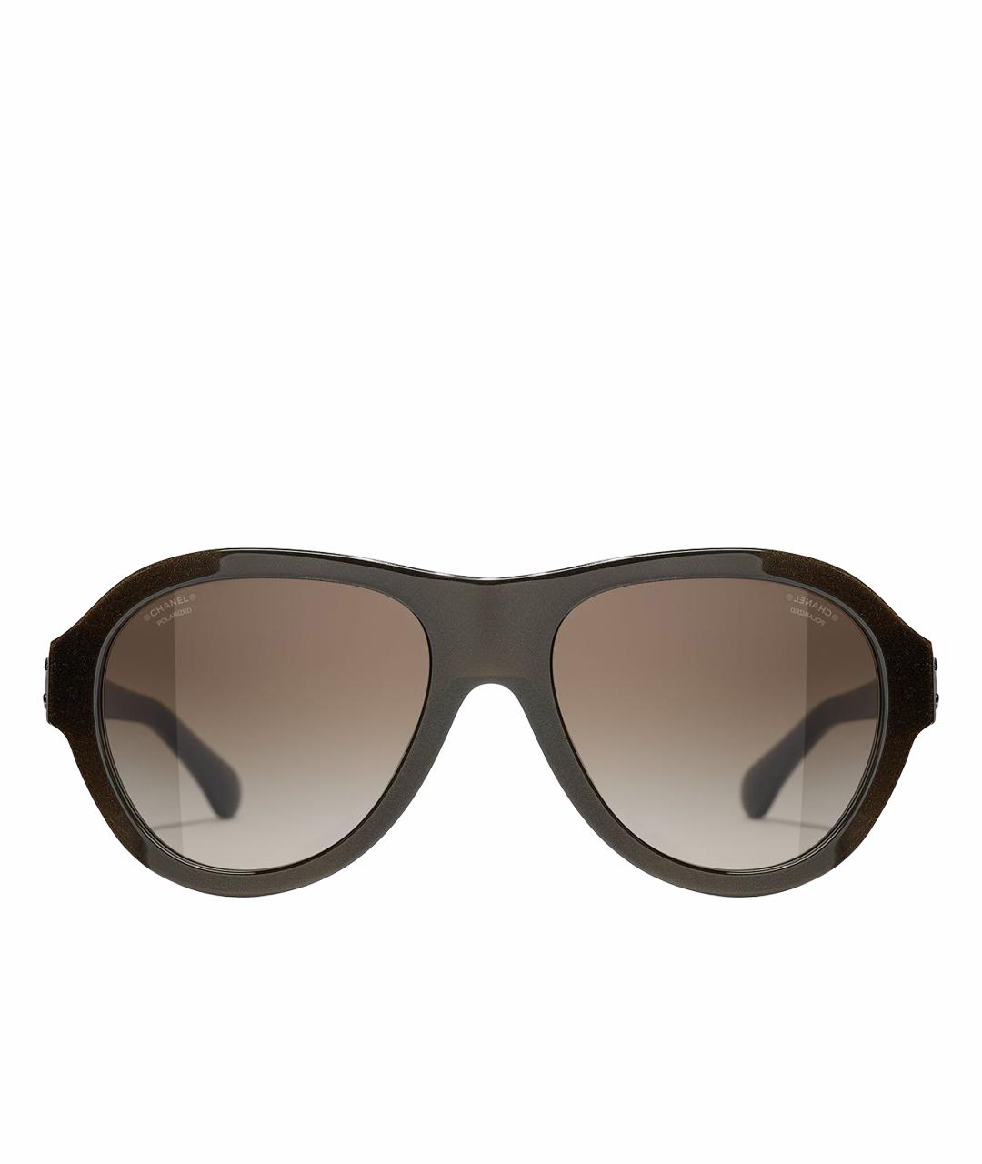 CHANEL PRE-OWNED Хаки пластиковые солнцезащитные очки, фото 1