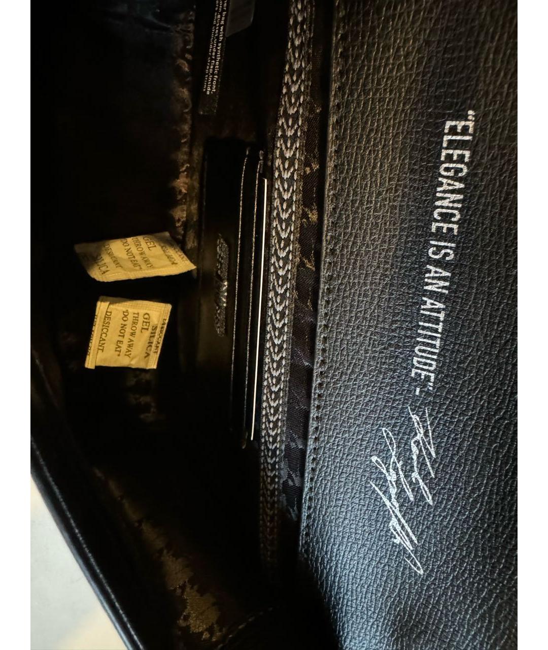 KARL LAGERFELD Черная кожаная сумка с короткими ручками, фото 6