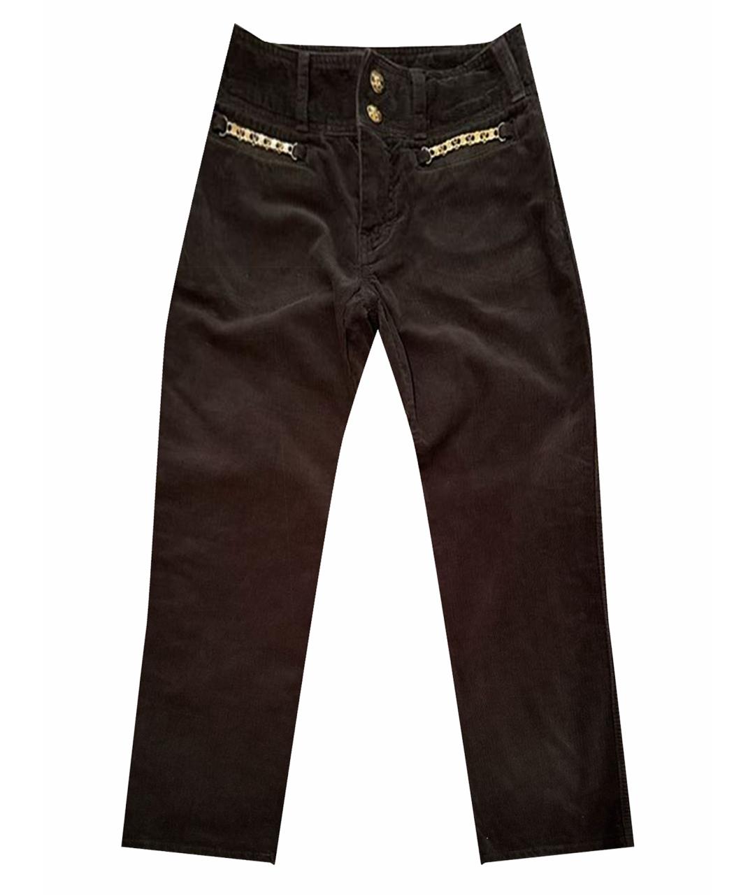 CELINE PRE-OWNED Коричневые велюровые прямые брюки, фото 1
