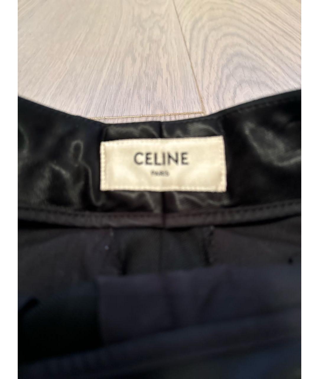 CELINE PRE-OWNED Черные шерстяные прямые брюки, фото 3
