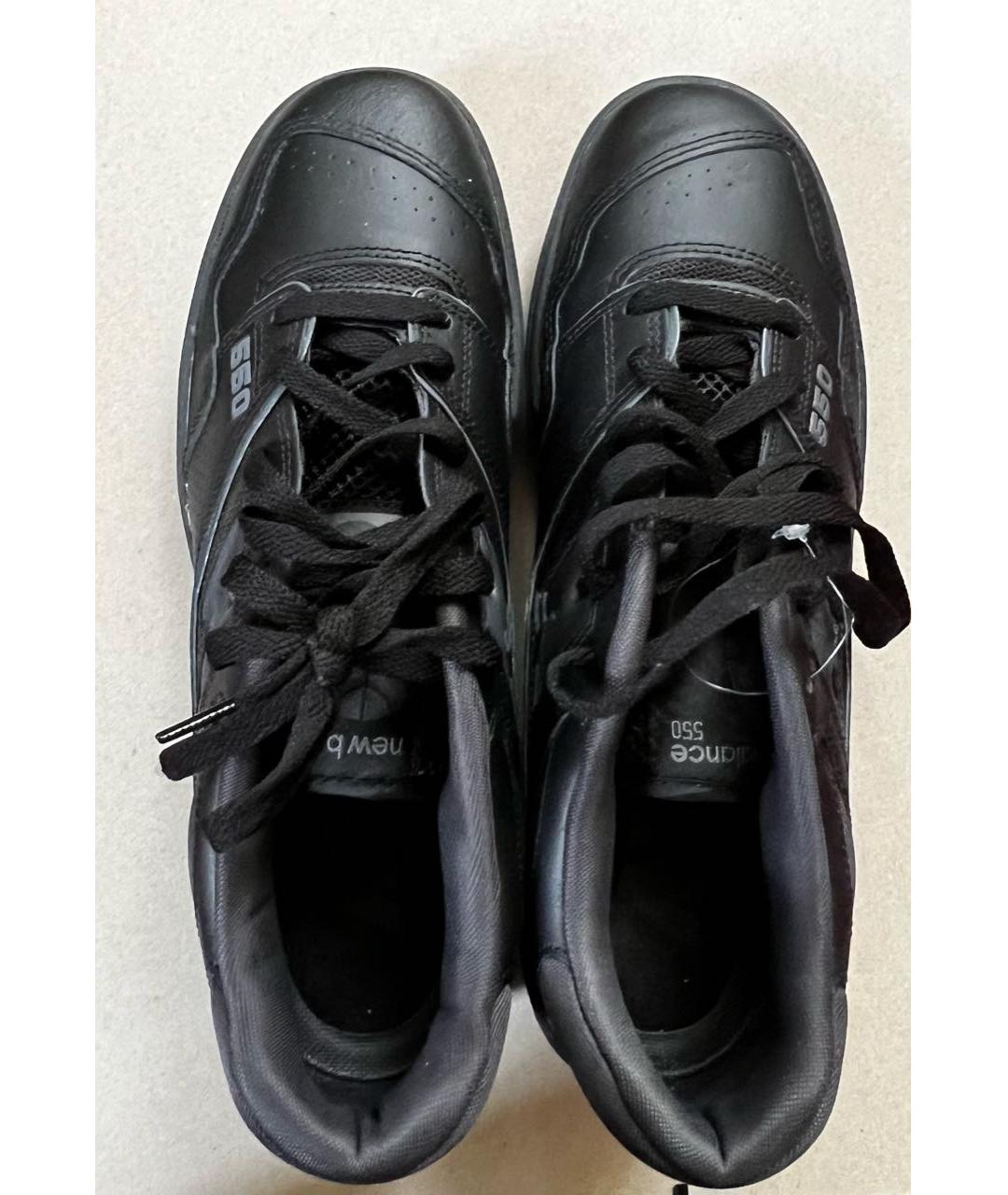 NEW BALANCE Черные кожаные низкие кроссовки / кеды, фото 4
