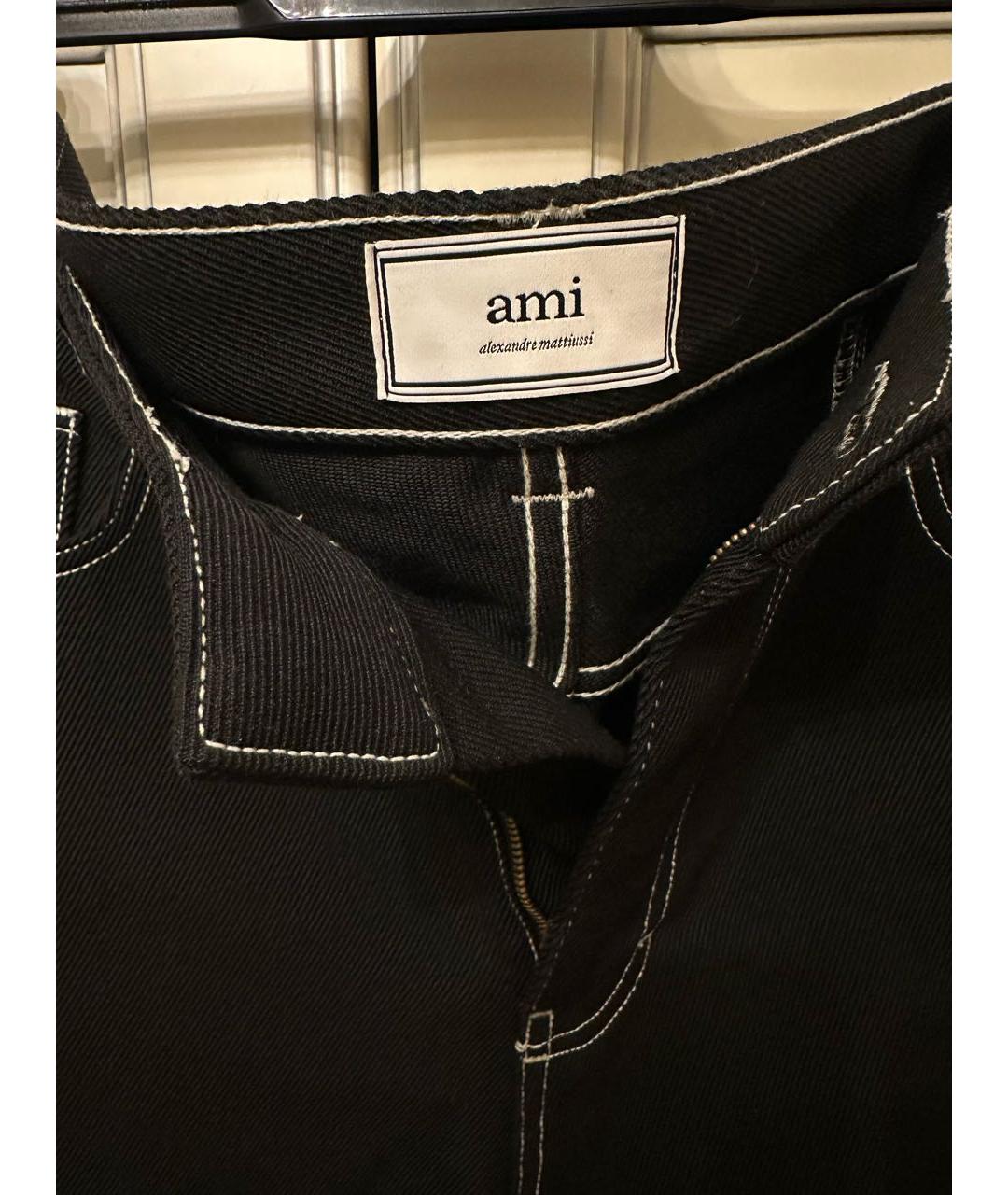 AMI ALEXANDRE MATTIUSSI Черные хлопко-полиэстеровые прямые джинсы, фото 2