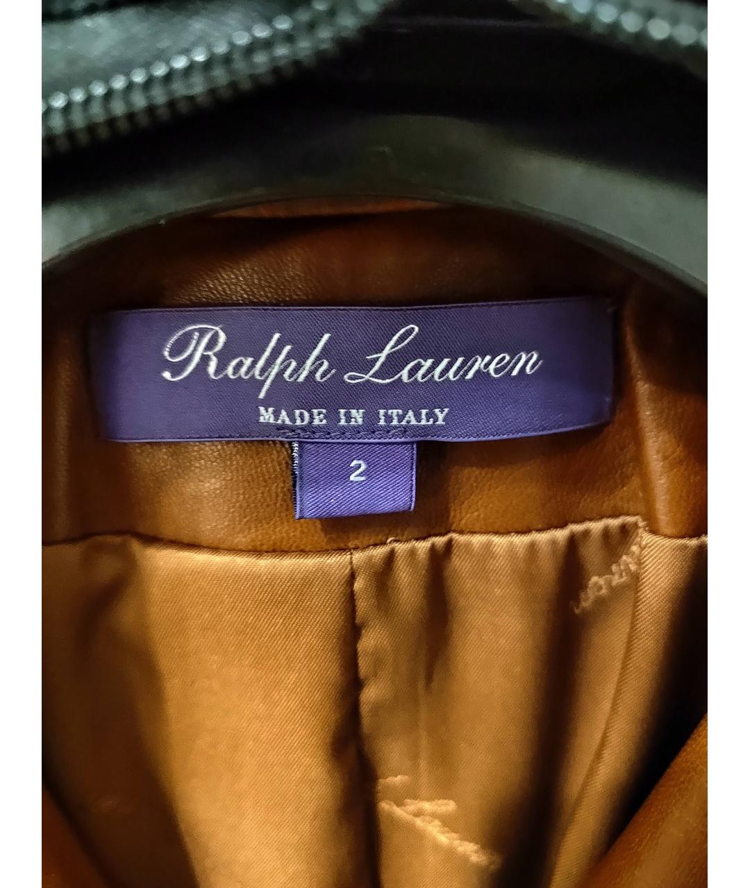 RALPH LAUREN Коричневый кожаный жакет/пиджак, фото 3