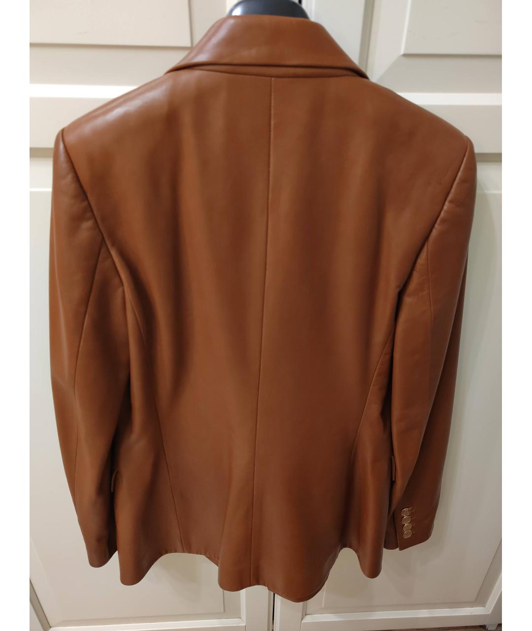 RALPH LAUREN Коричневый кожаный жакет/пиджак, фото 2
