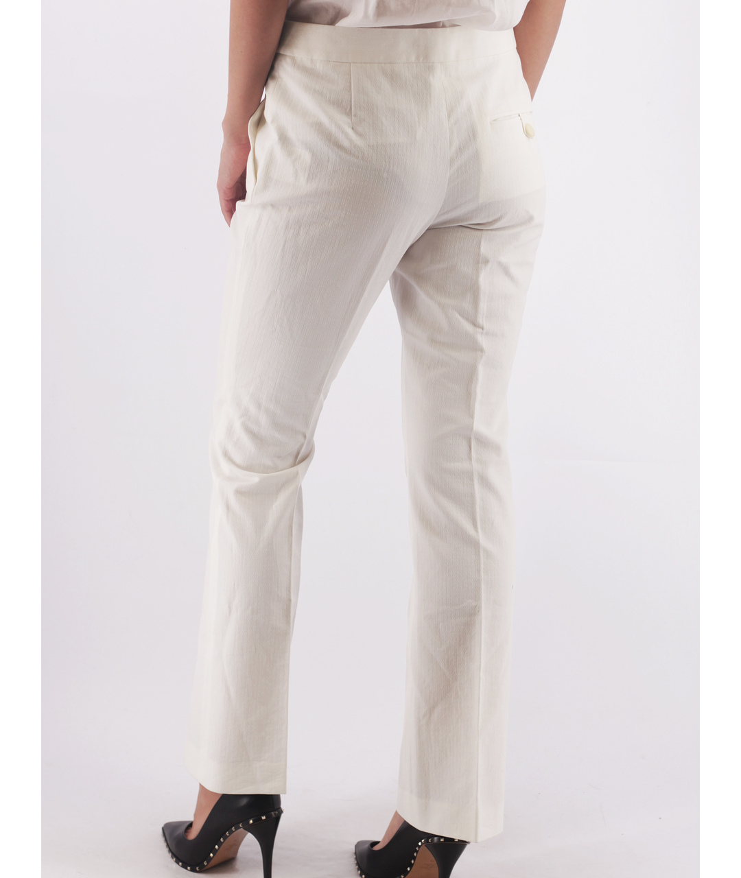 STELLA MCCARTNEY Белые хлопковые прямые брюки, фото 3