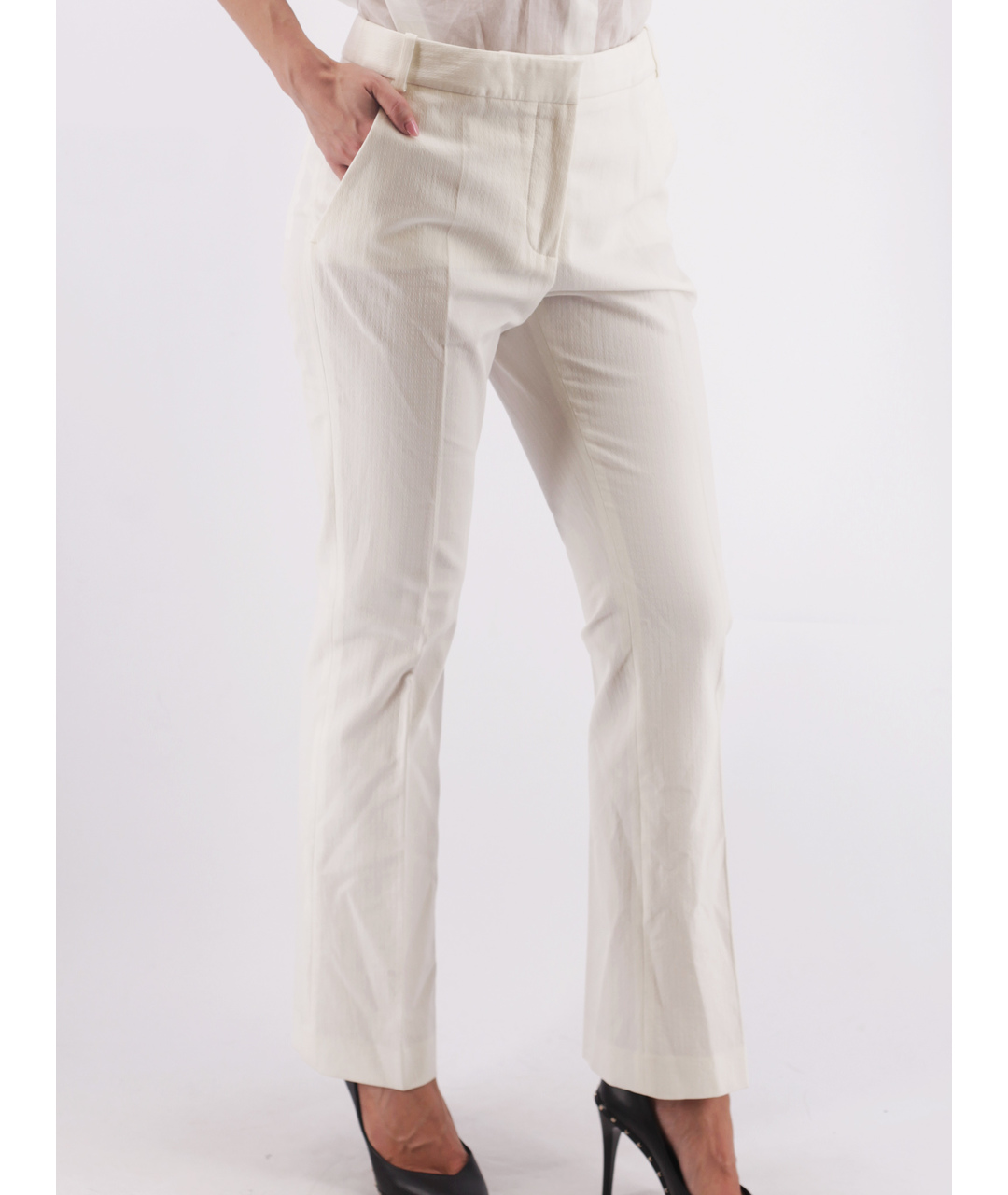 STELLA MCCARTNEY Белые хлопковые прямые брюки, фото 2