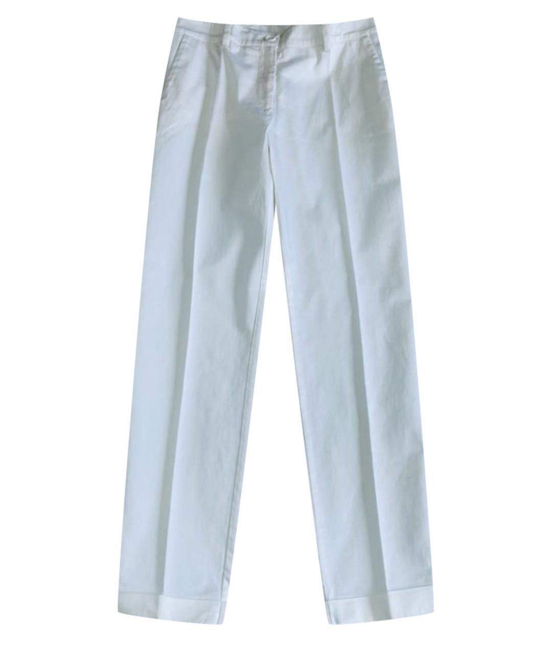 P.A.R.O.S.H. Белые хлопко-эластановые прямые брюки, фото 1