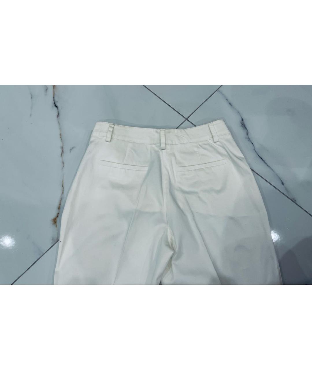 P.A.R.O.S.H. Белые хлопко-эластановые прямые брюки, фото 3