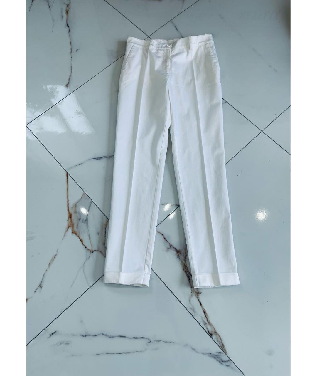 P.A.R.O.S.H. Белые хлопко-эластановые прямые брюки, фото 8