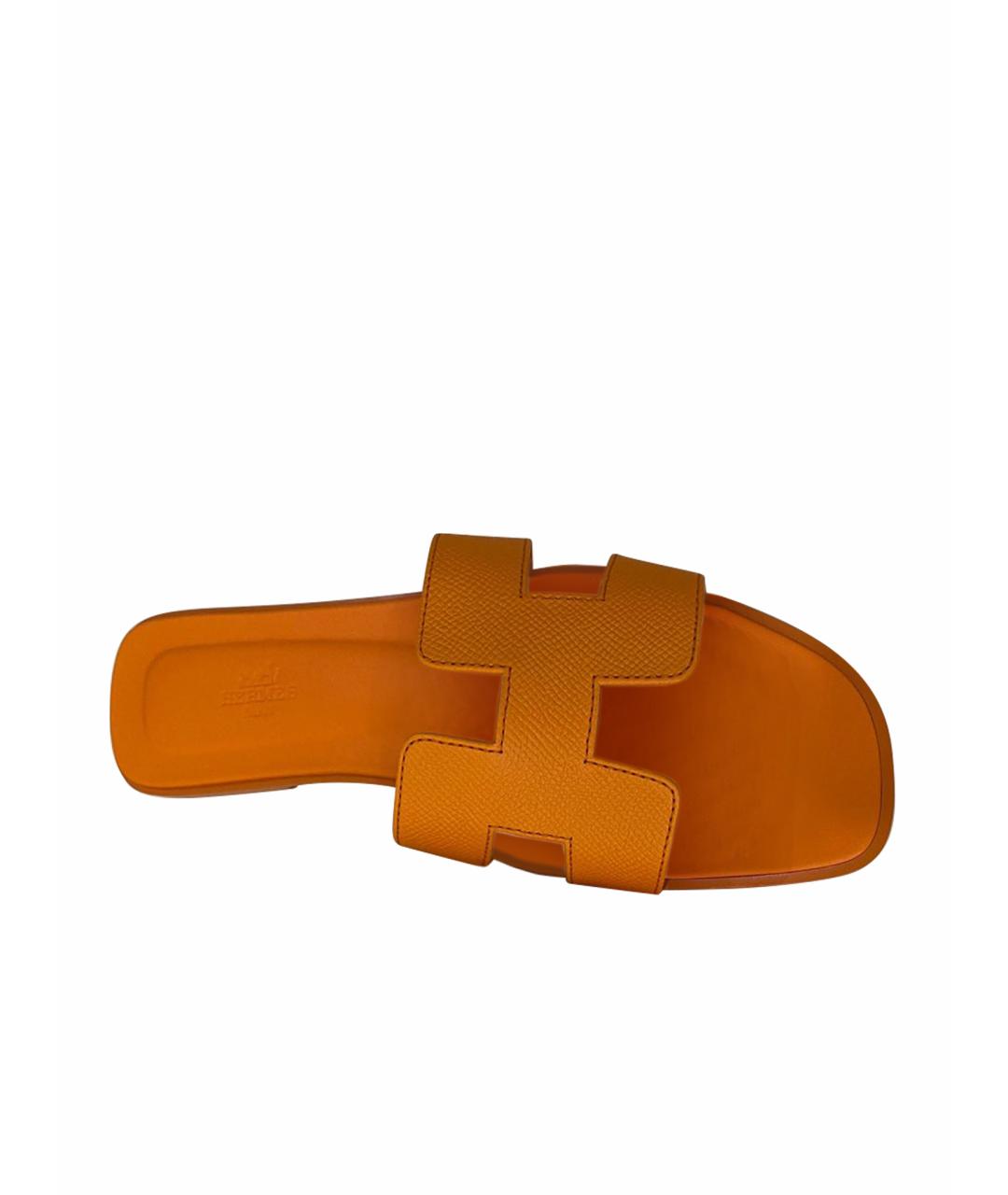 HERMES PRE-OWNED Оранжевое кожаные шлепанцы, фото 1