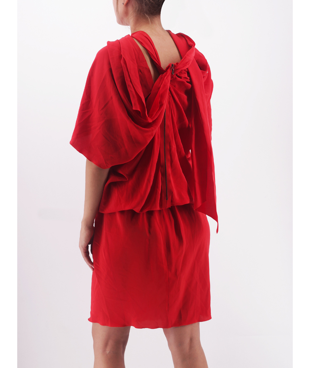 LANVIN Красное шелковое повседневное платье, фото 3