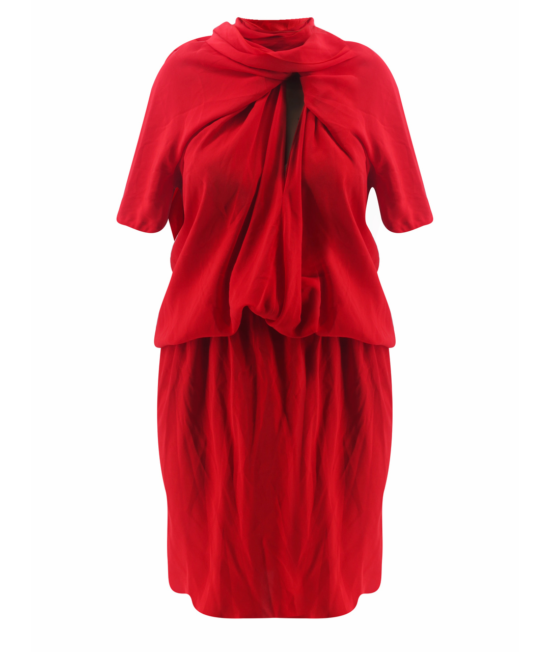 LANVIN Красное шелковое повседневное платье, фото 1