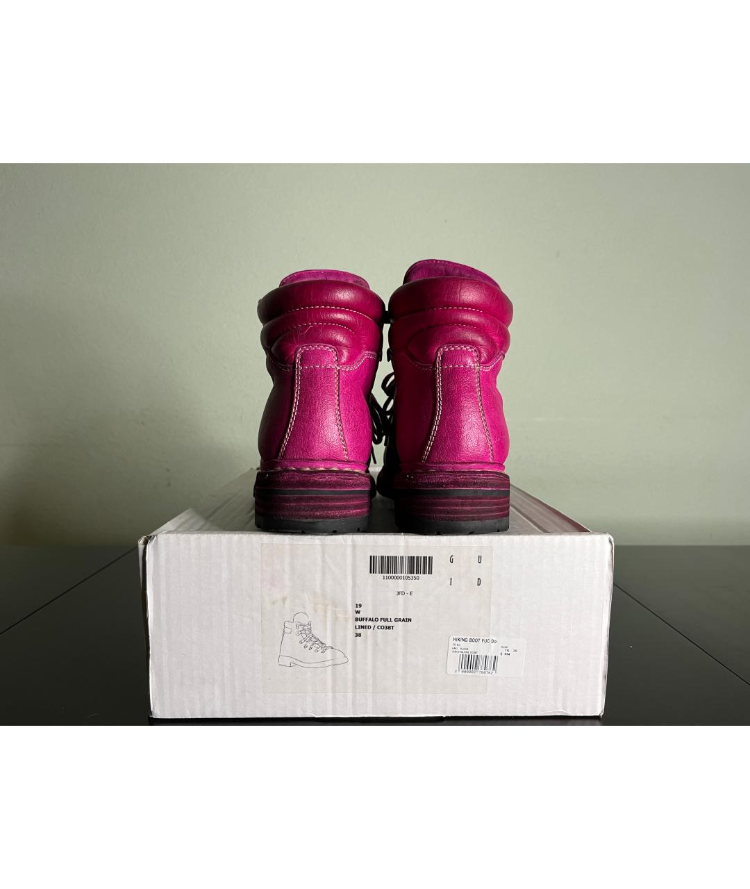 GUIDI Розовые кожаные ботинки, фото 4