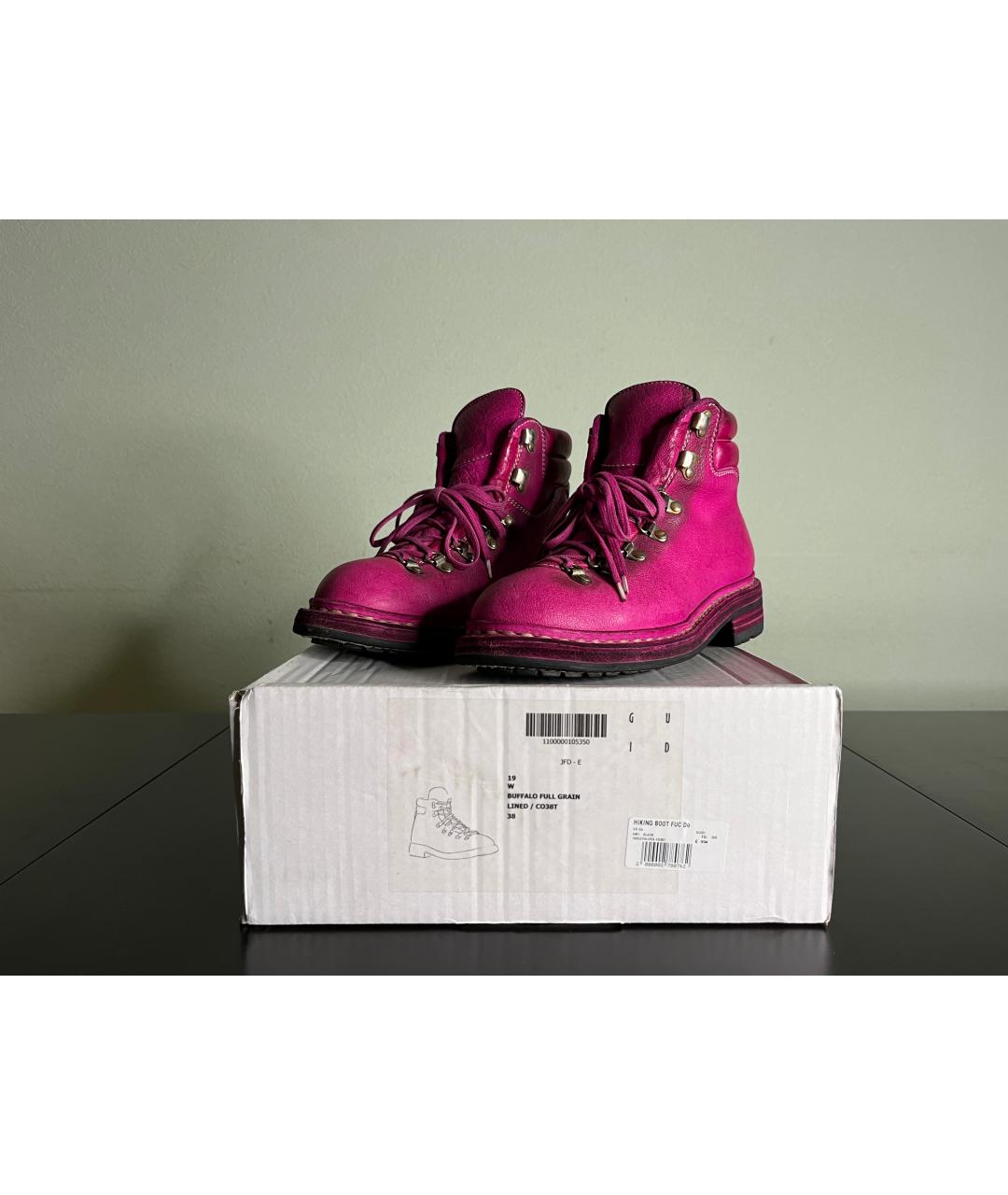 GUIDI Розовые кожаные ботинки, фото 6