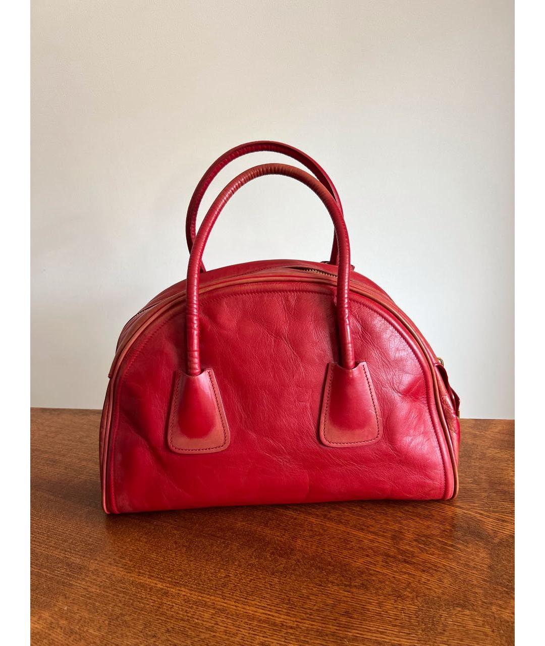 PRADA Красная кожаная сумка с короткими ручками, фото 3
