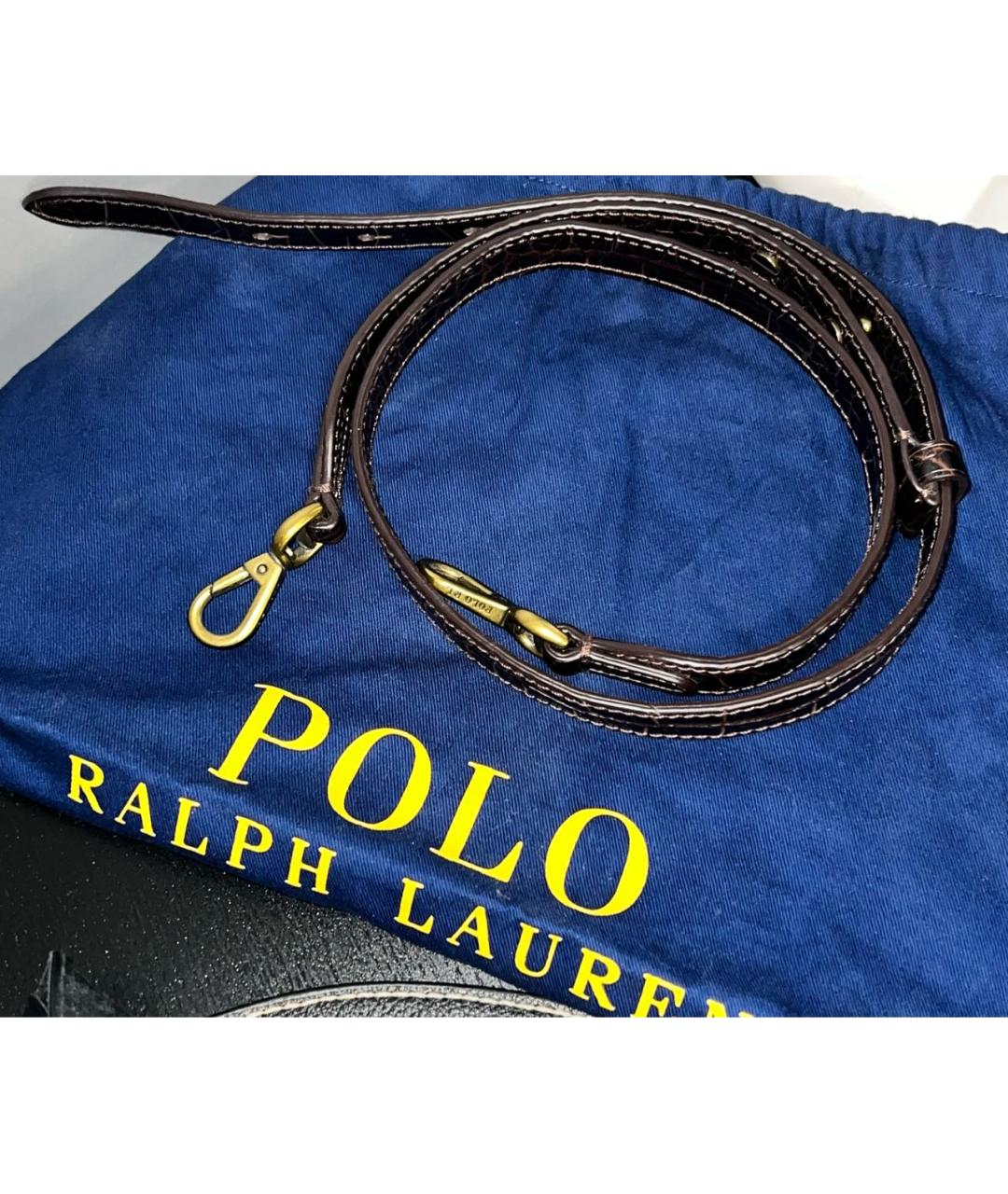 POLO RALPH LAUREN Коричневая кожаная сумка через плечо, фото 5