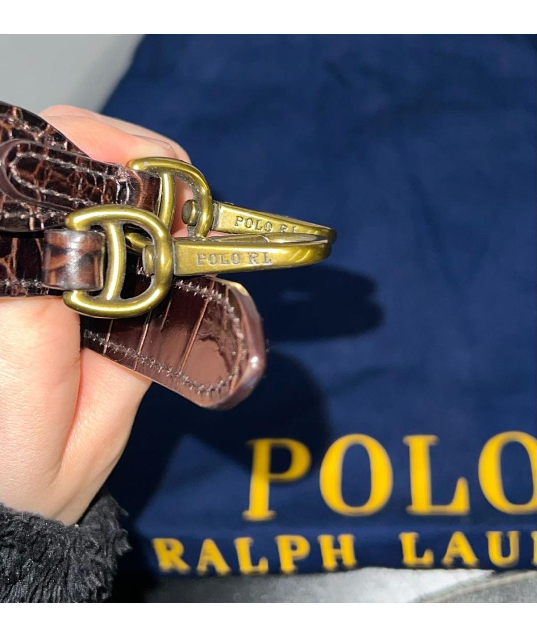 POLO RALPH LAUREN Коричневая кожаная сумка через плечо, фото 6