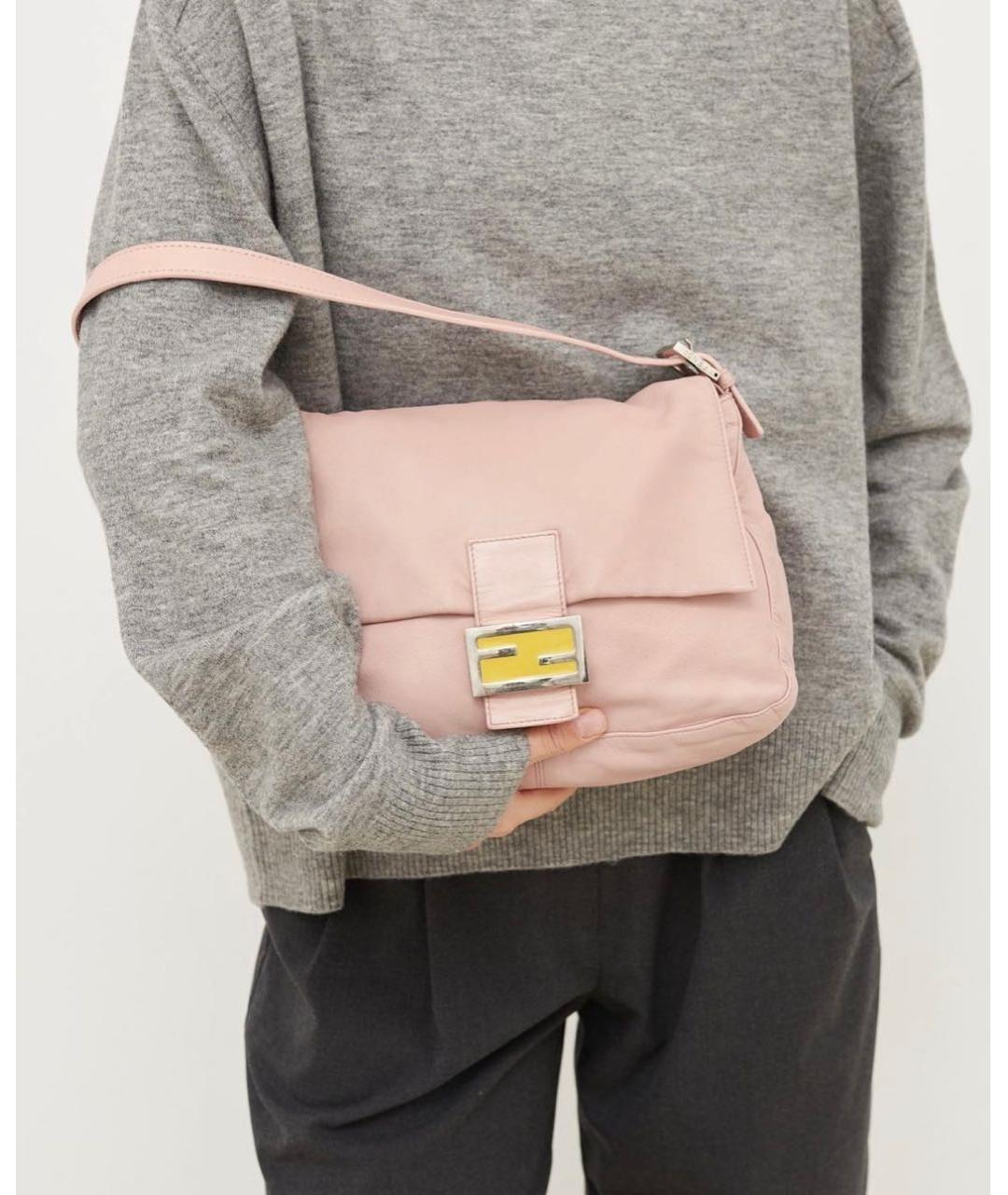 FENDI Розовая кожаная сумка через плечо, фото 4