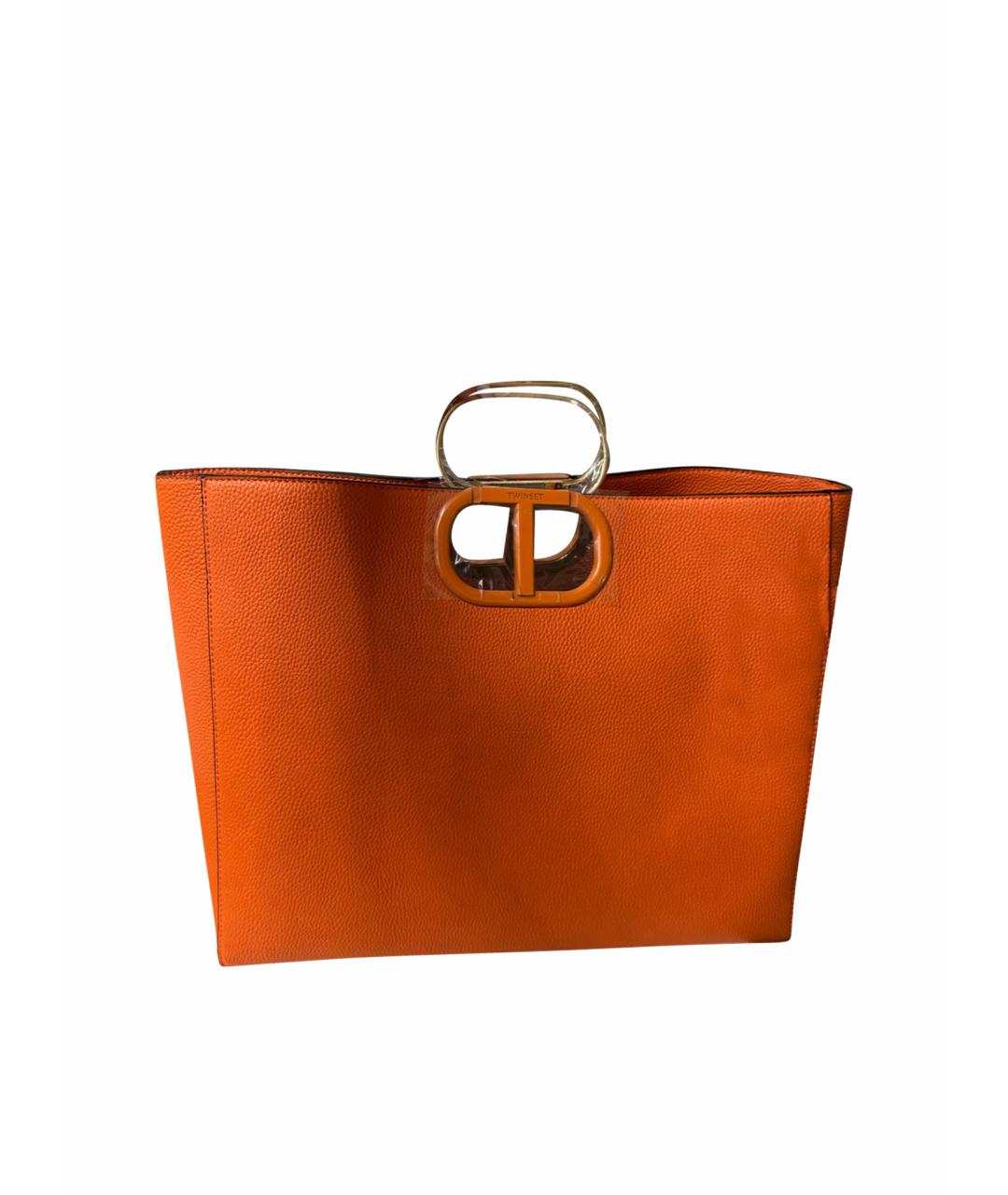TWIN-SET Оранжевая сумка тоут из искусственной кожи, фото 1