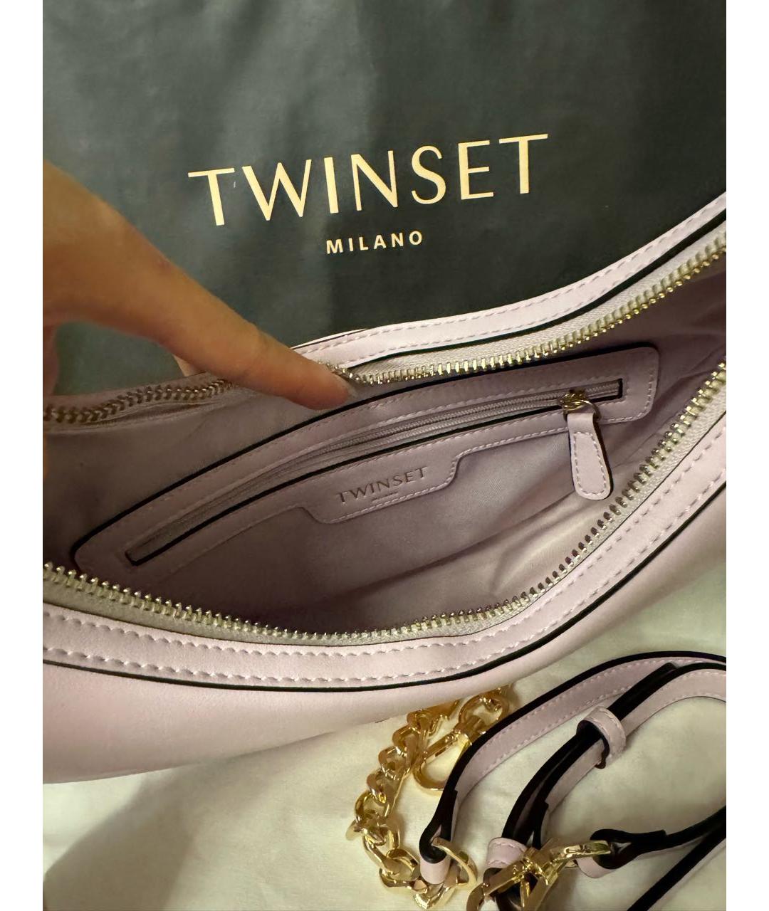 TWIN-SET Розовая сумка на плечо из искусственной кожи, фото 3