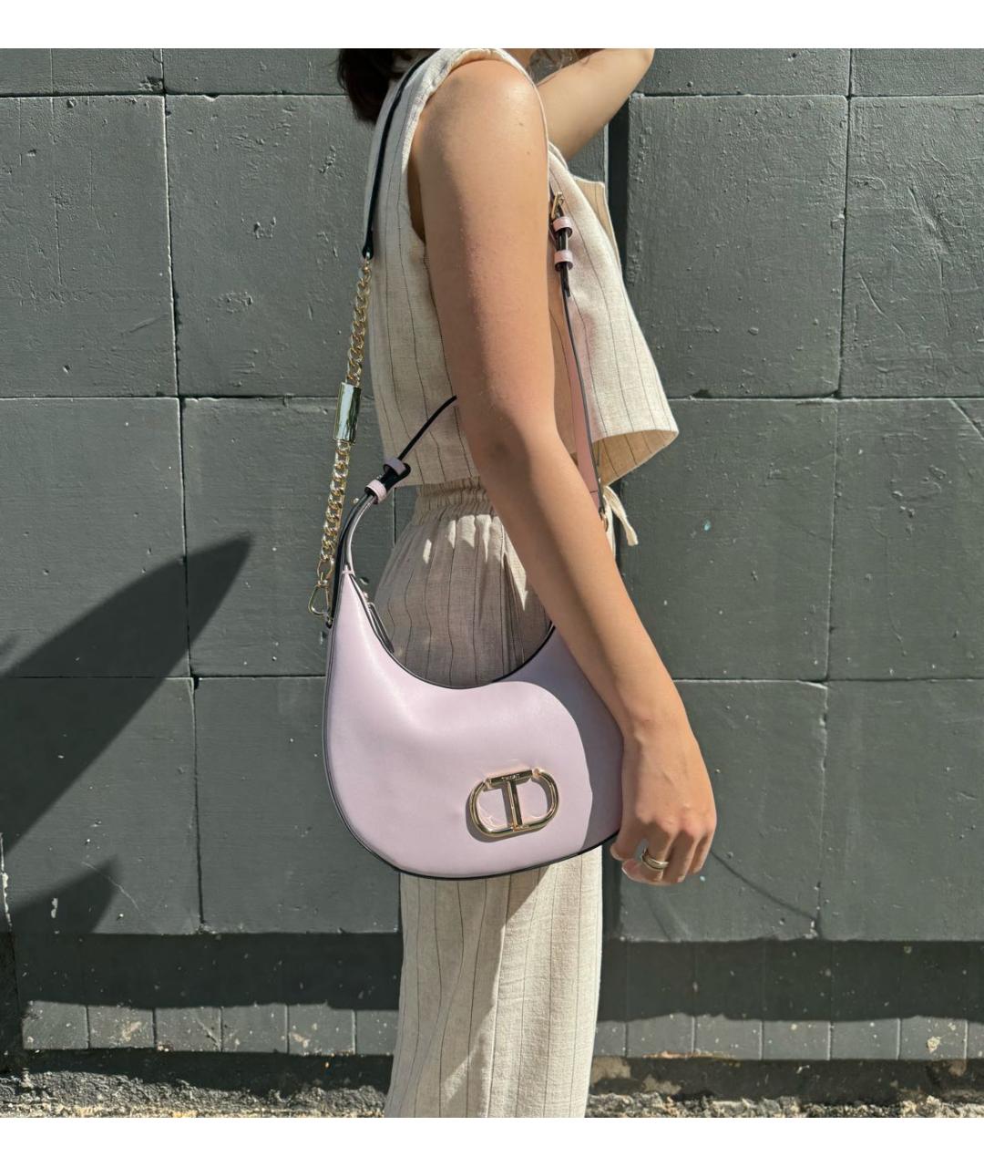 TWIN-SET Розовая сумка на плечо из искусственной кожи, фото 4