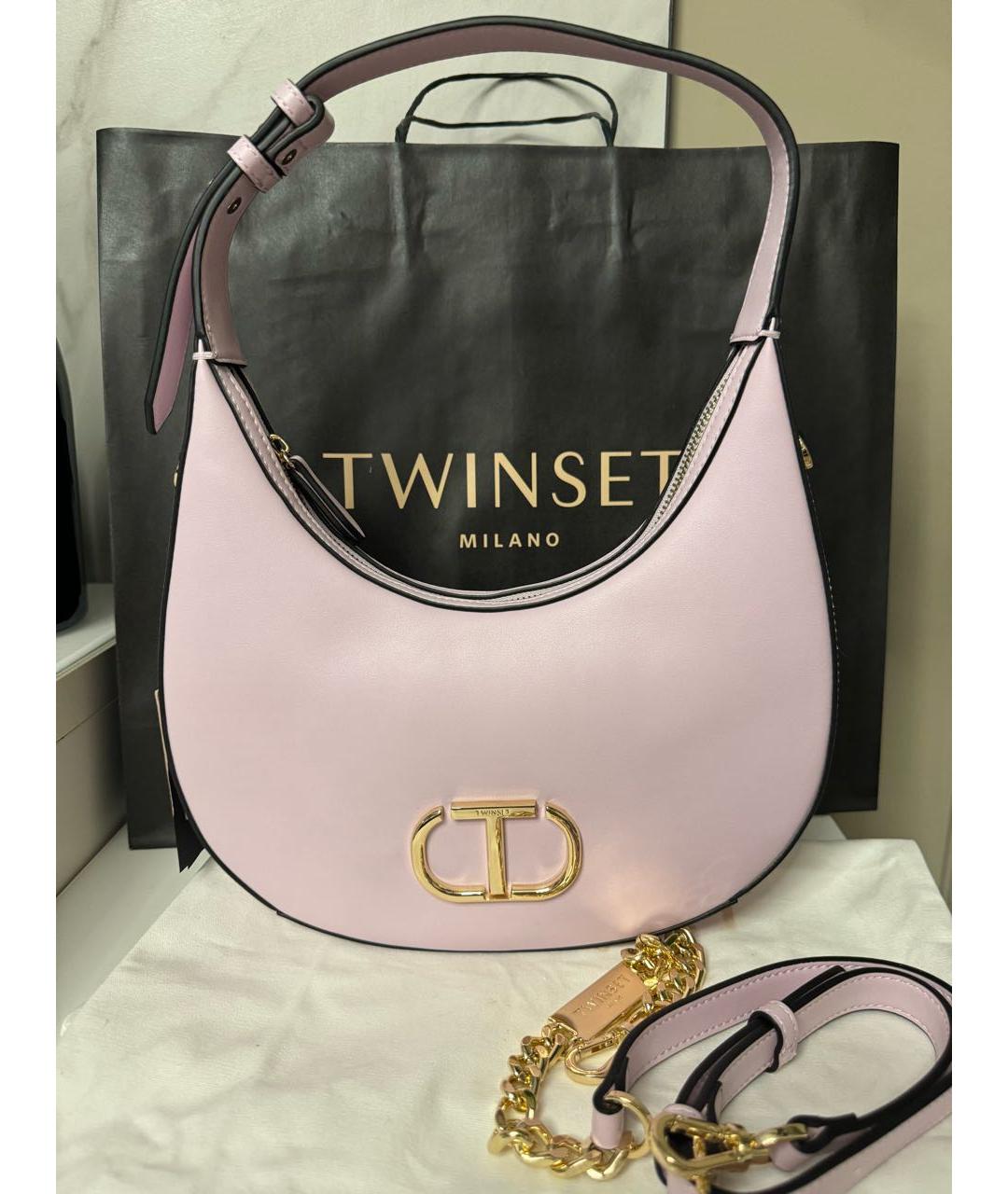 TWIN-SET Розовая сумка на плечо из искусственной кожи, фото 2