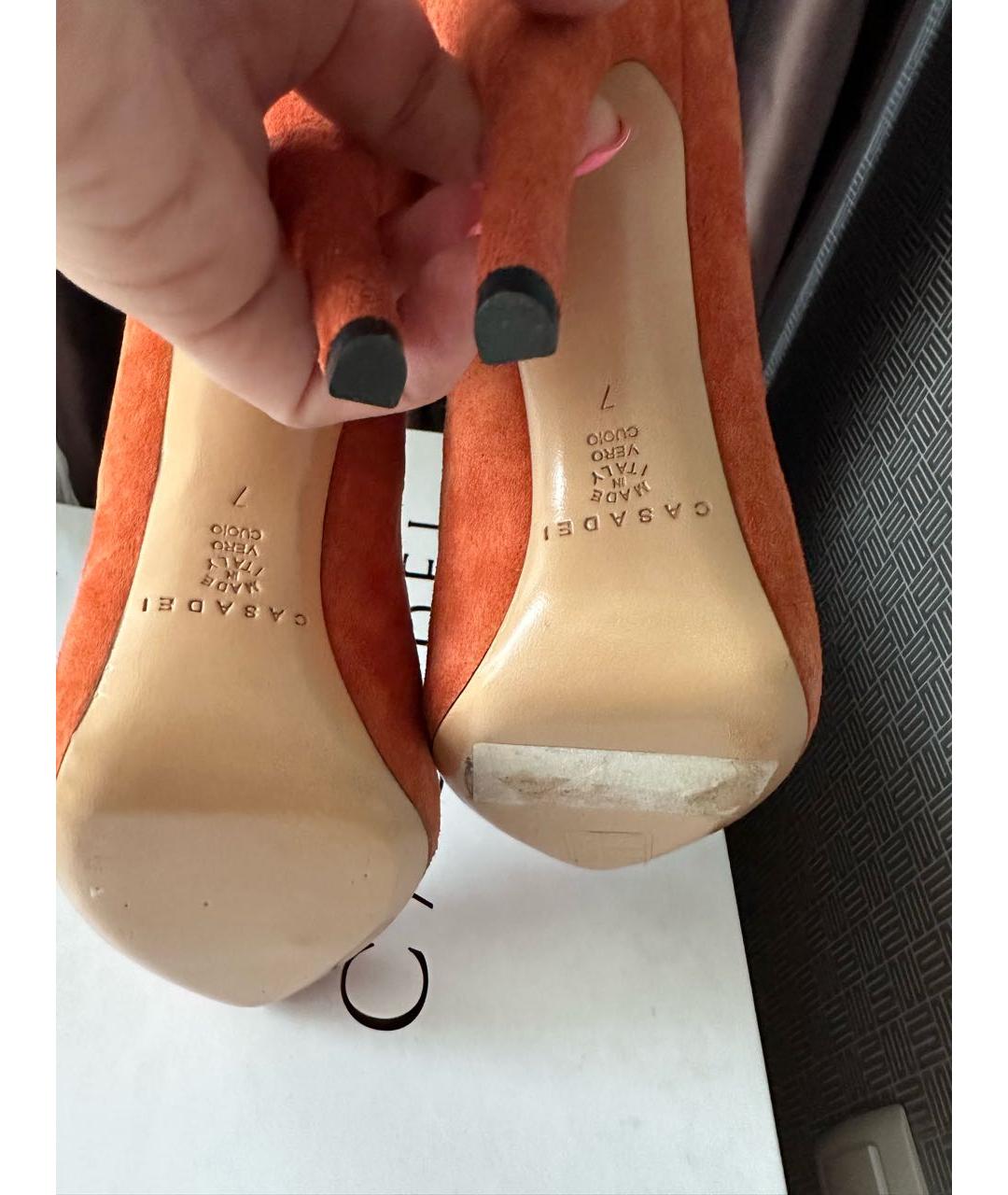 CASADEI Оранжевое замшевые туфли, фото 5