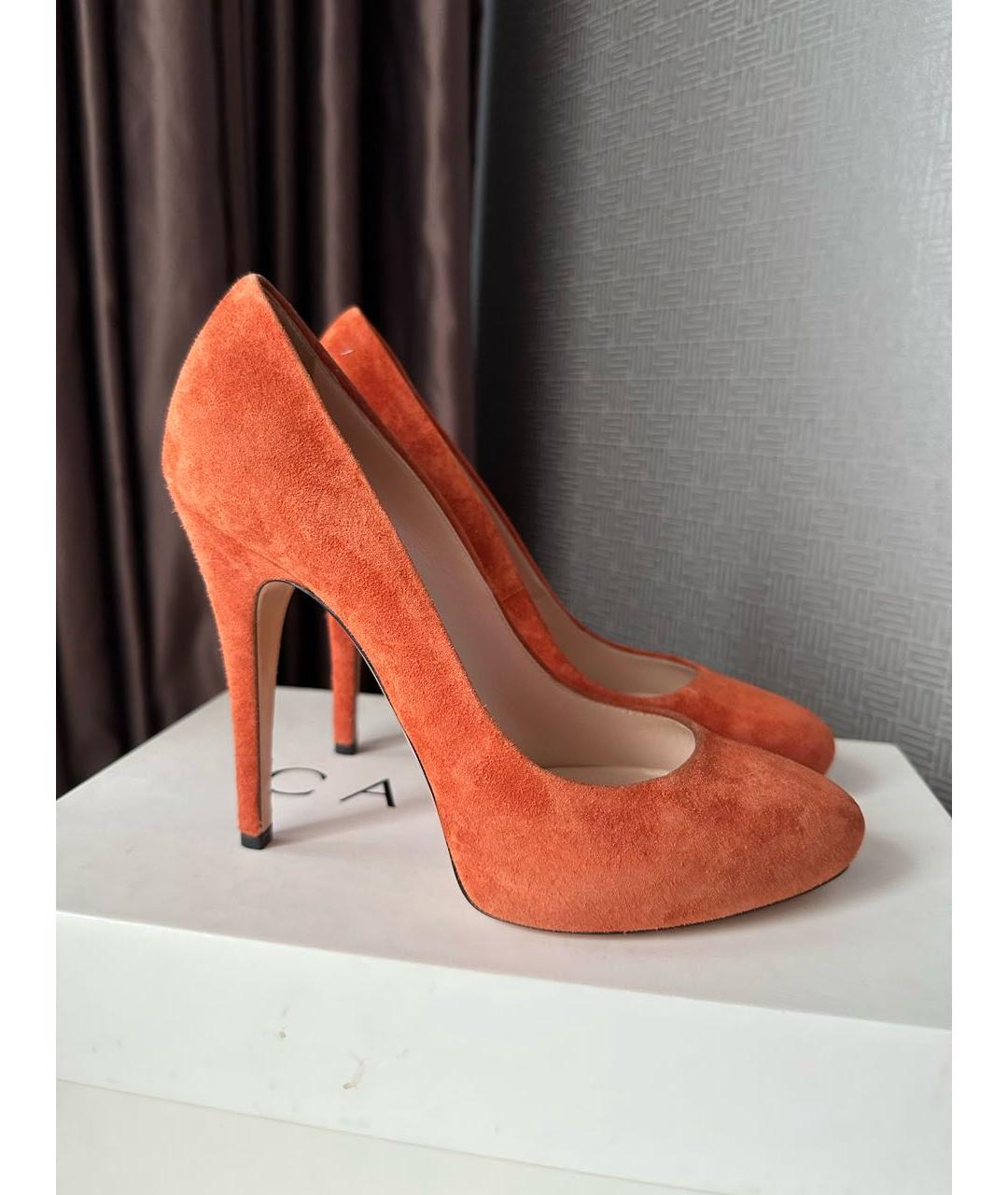 CASADEI Оранжевое замшевые туфли, фото 6