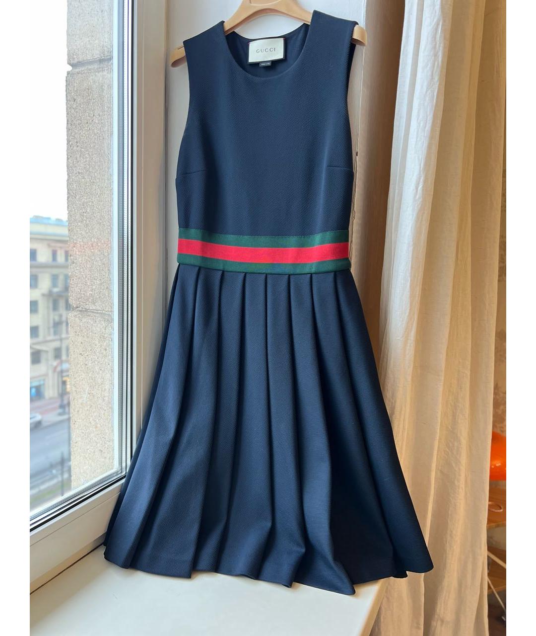 GUCCI Темно-синее хлопковое повседневное платье, фото 2
