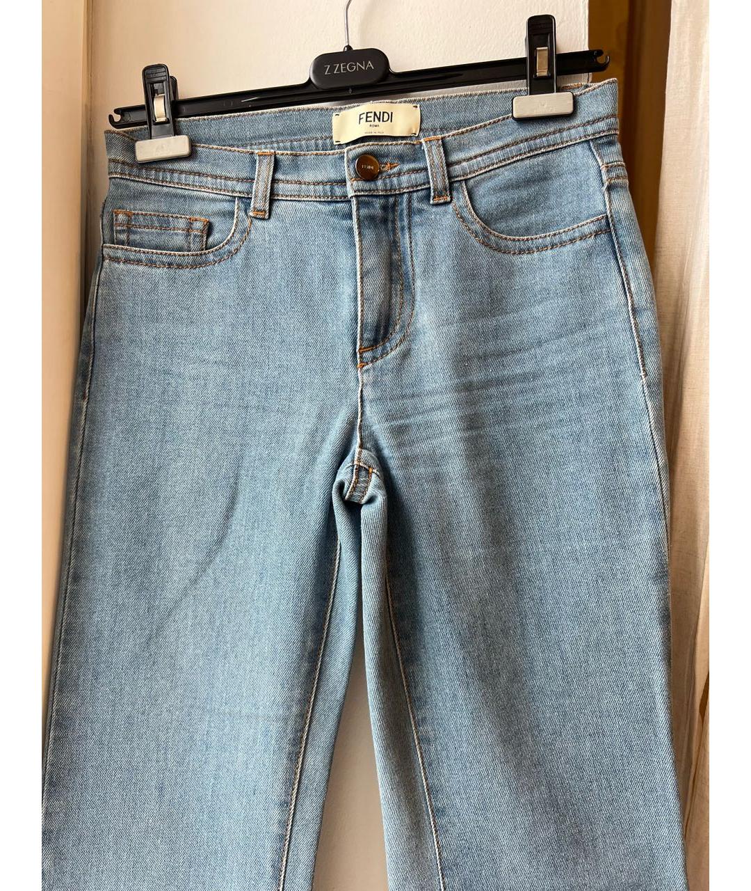 FENDI Голубые хлопковые джинсы клеш, фото 2