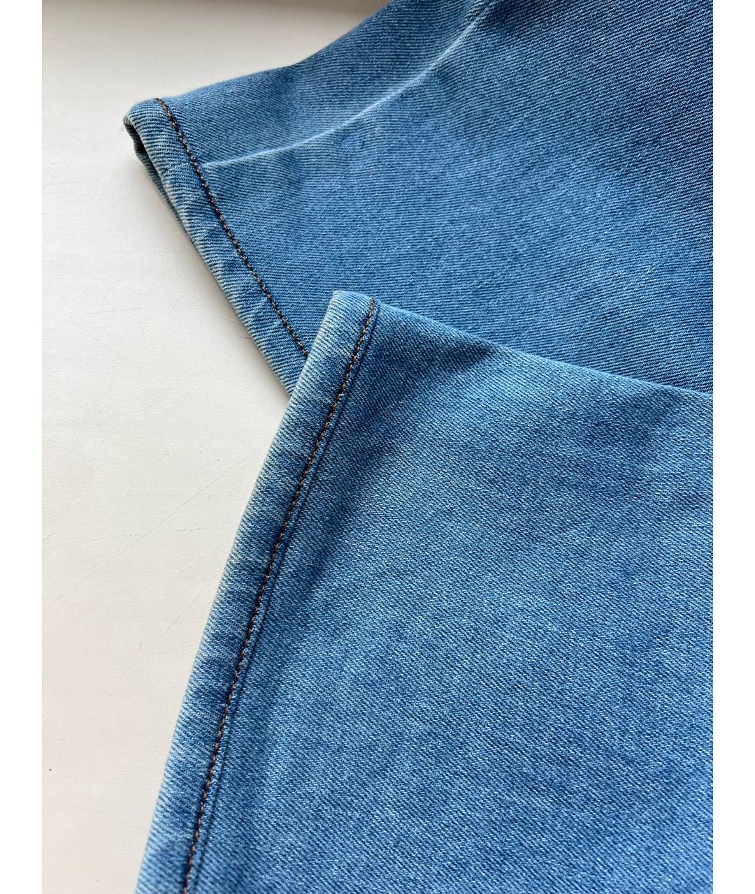 FENDI Голубые хлопковые джинсы клеш, фото 6