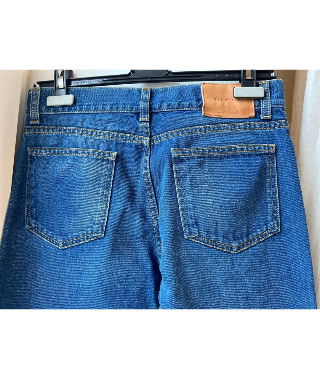 GUCCI Голубые хлопковые джинсы слим, фото 4