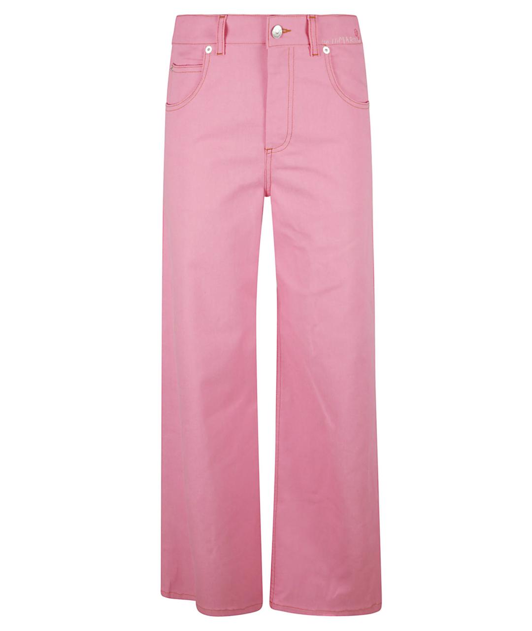MARNI Розовые хлопковые прямые брюки, фото 1