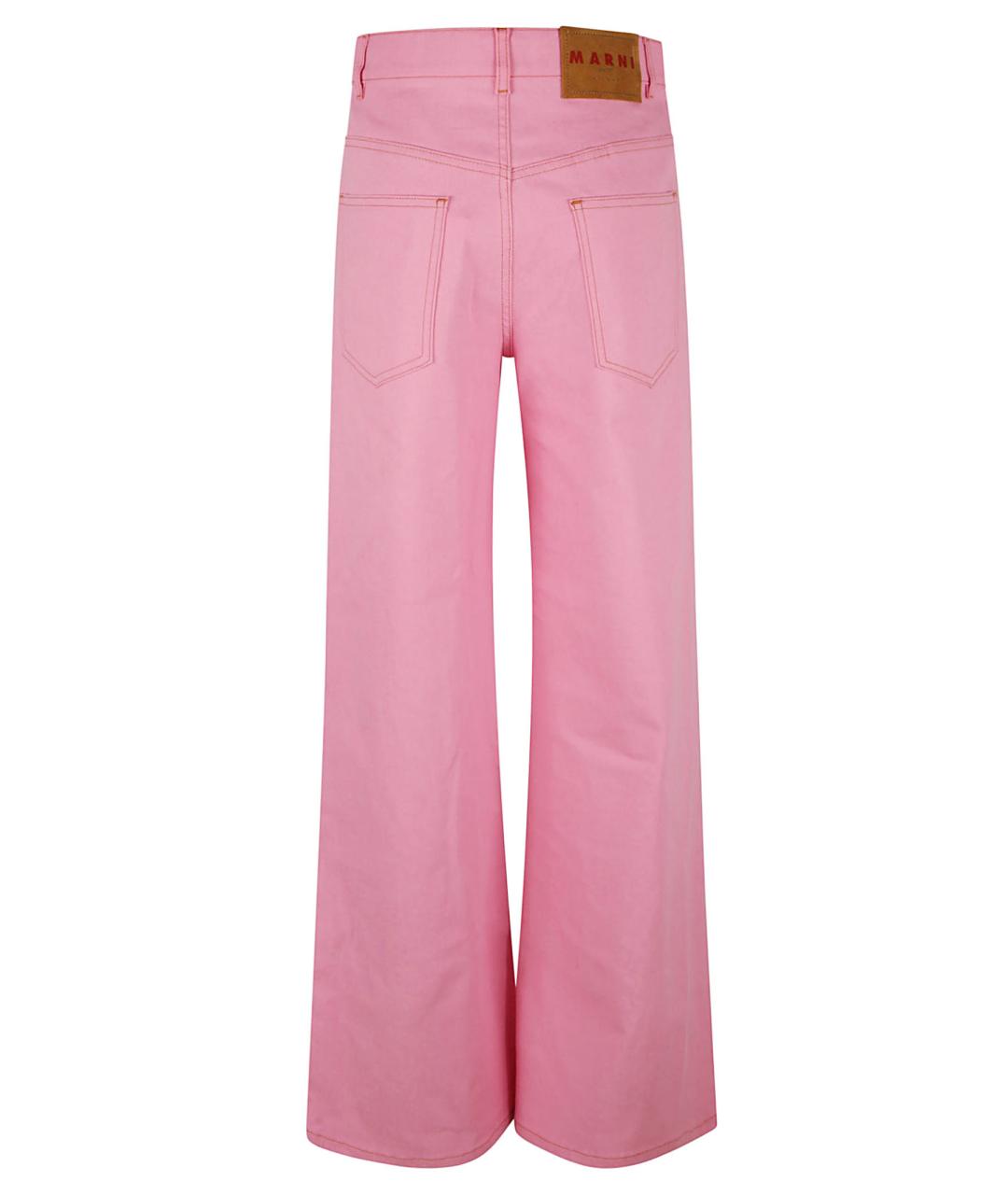 MARNI Розовые хлопковые прямые брюки, фото 2