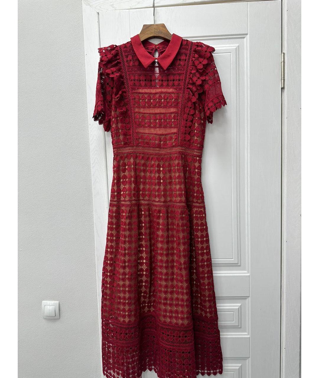 SELF-PORTRAIT Бордовое повседневное платье, фото 3