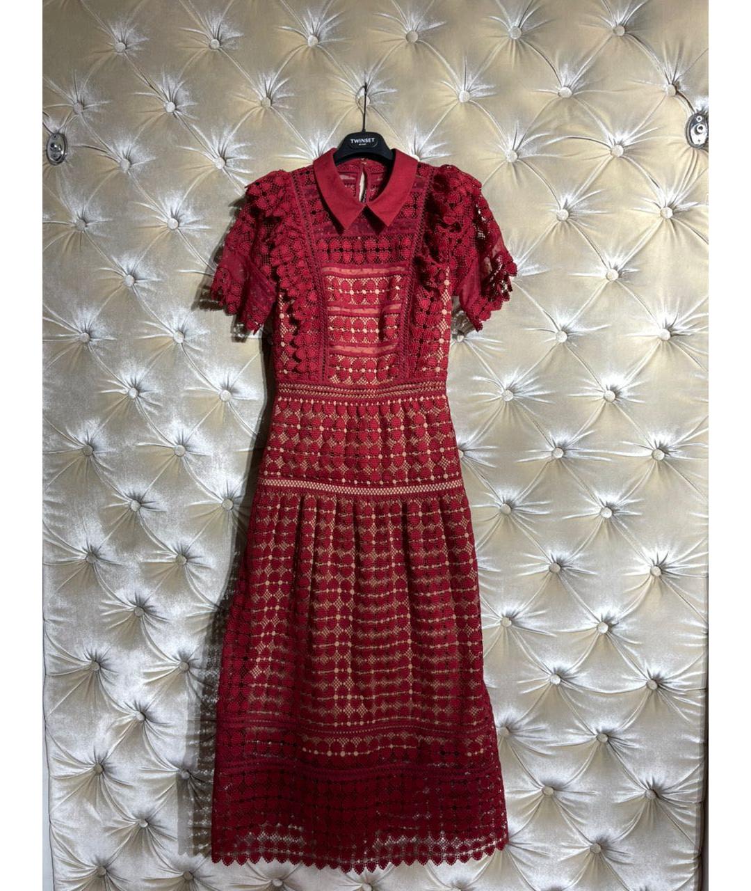 SELF-PORTRAIT Бордовое повседневное платье, фото 2