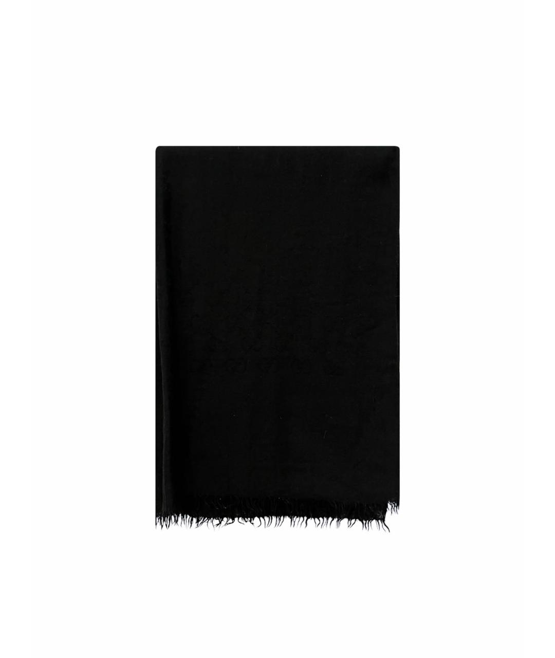 GUCCI Черный шерстяной шарф, фото 1