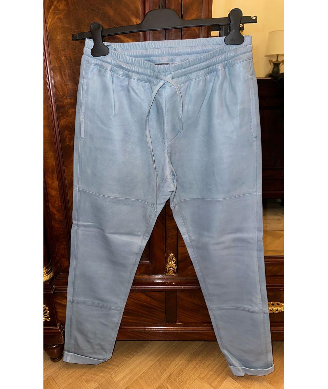 ZADIG & VOLTAIRE Синие кожаные прямые брюки, фото 4