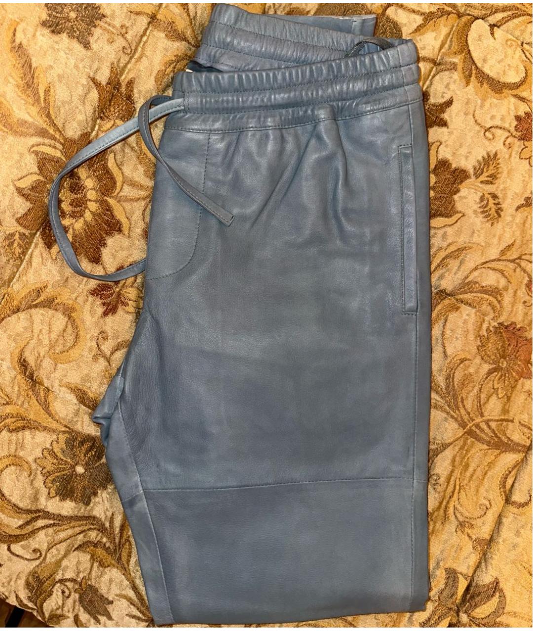 ZADIG & VOLTAIRE Синие кожаные прямые брюки, фото 3