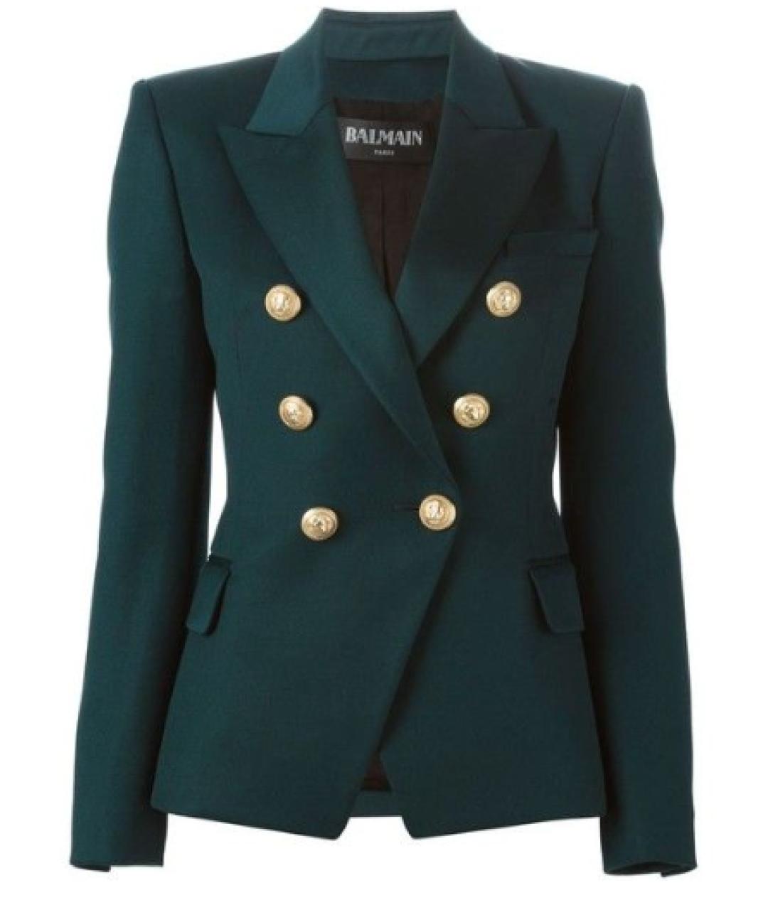 BALMAIN Зеленый шерстяной жакет/пиджак, фото 1