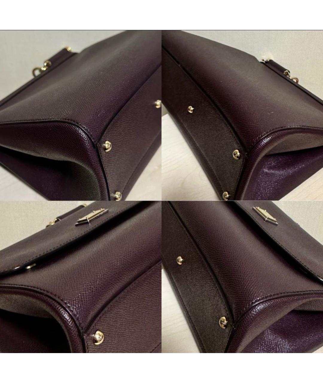DOLCE&GABBANA Бордовая кожаная сумка с короткими ручками, фото 7