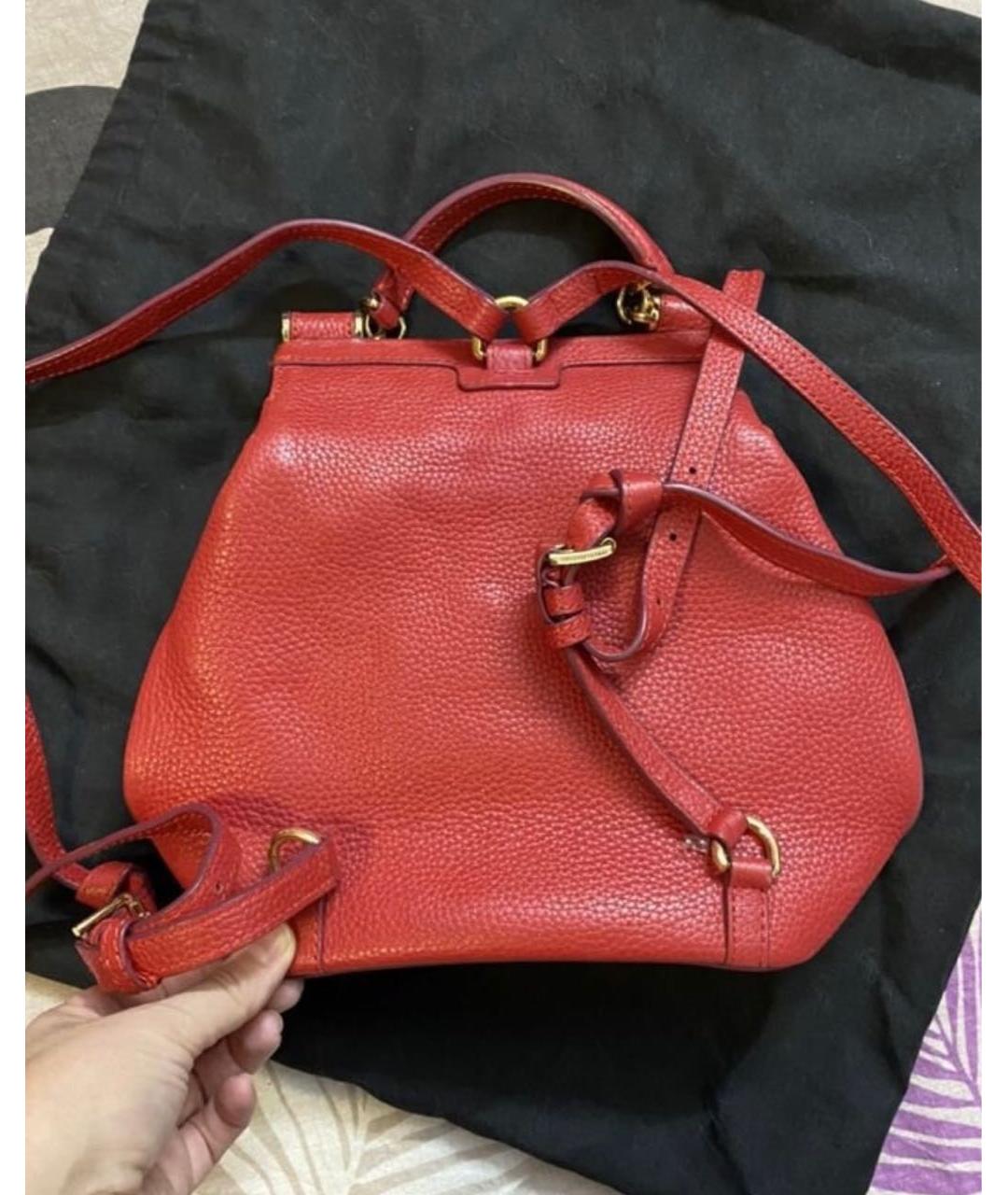 DOLCE&GABBANA Красный кожаный рюкзак, фото 7